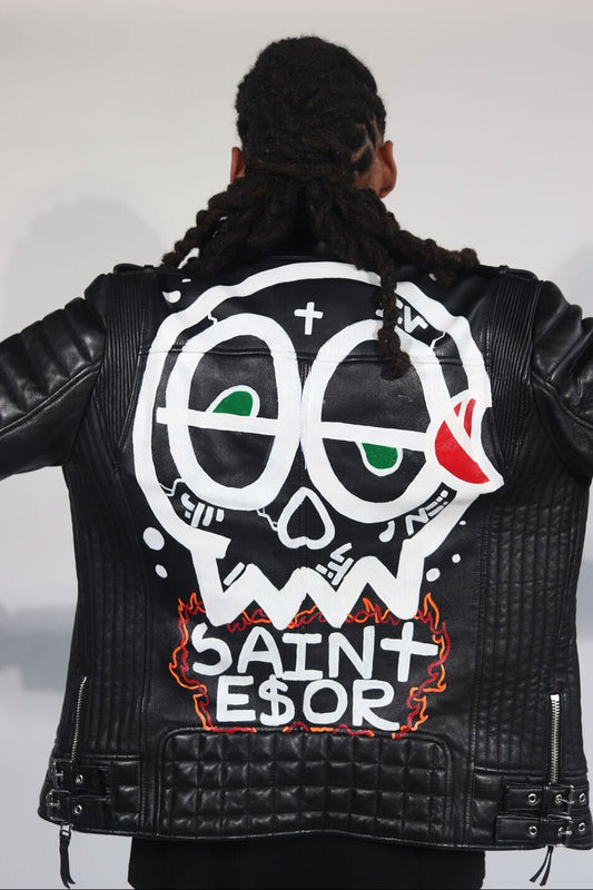Graffiti Hand Painted Biker Jacket | Saint Esor