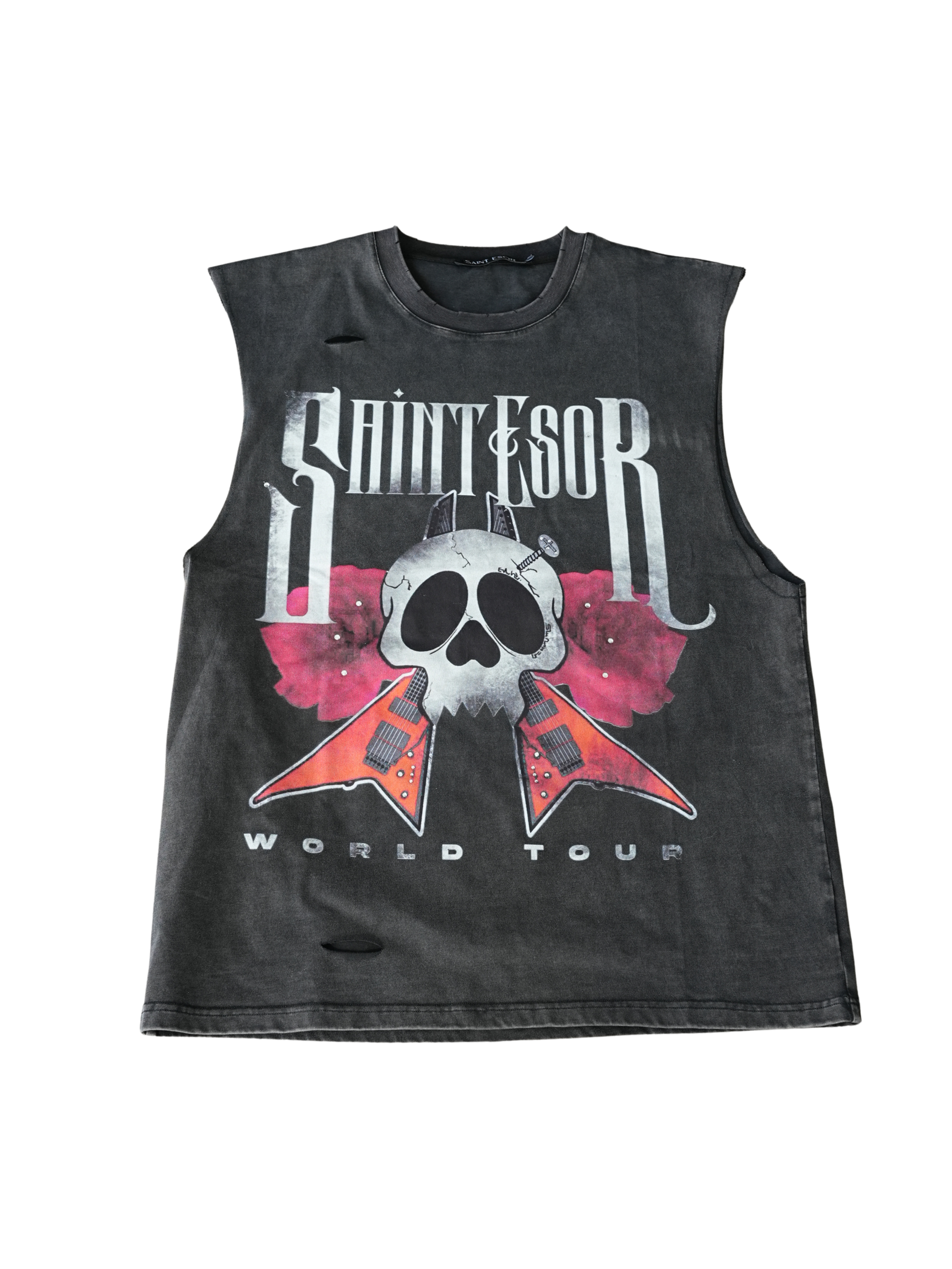 Saint Esor World Tour Sleeveless Tee - front, Black Rock Star collection