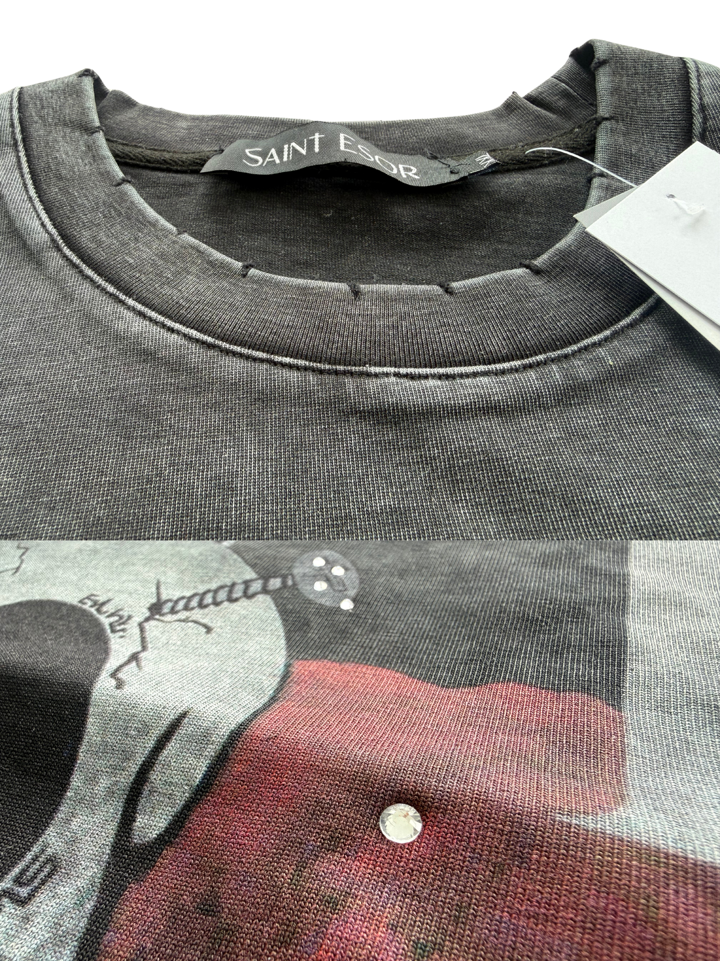 Saint Esor World Tour Sleeveless Tee - collar tag and print detail