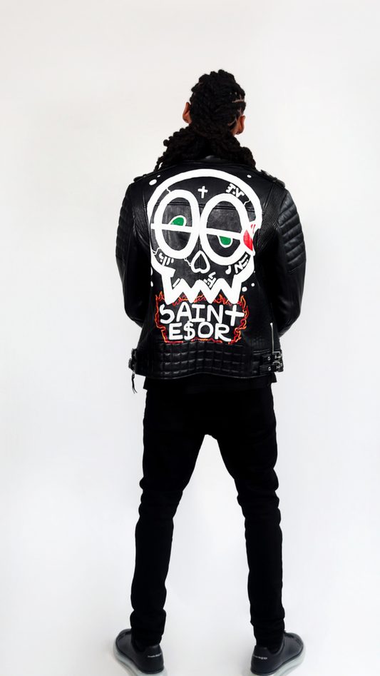 Graffiti Hand Painted Biker Jacket | Saint Esor