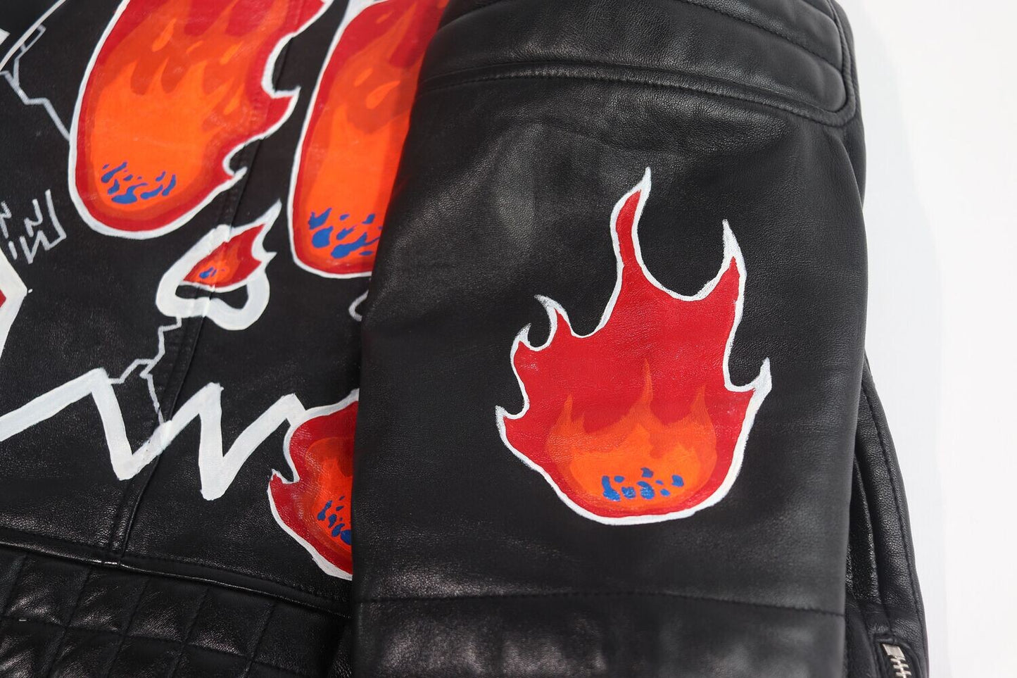 Burning Skull Head Painted Biker Jacket | Saint Esor